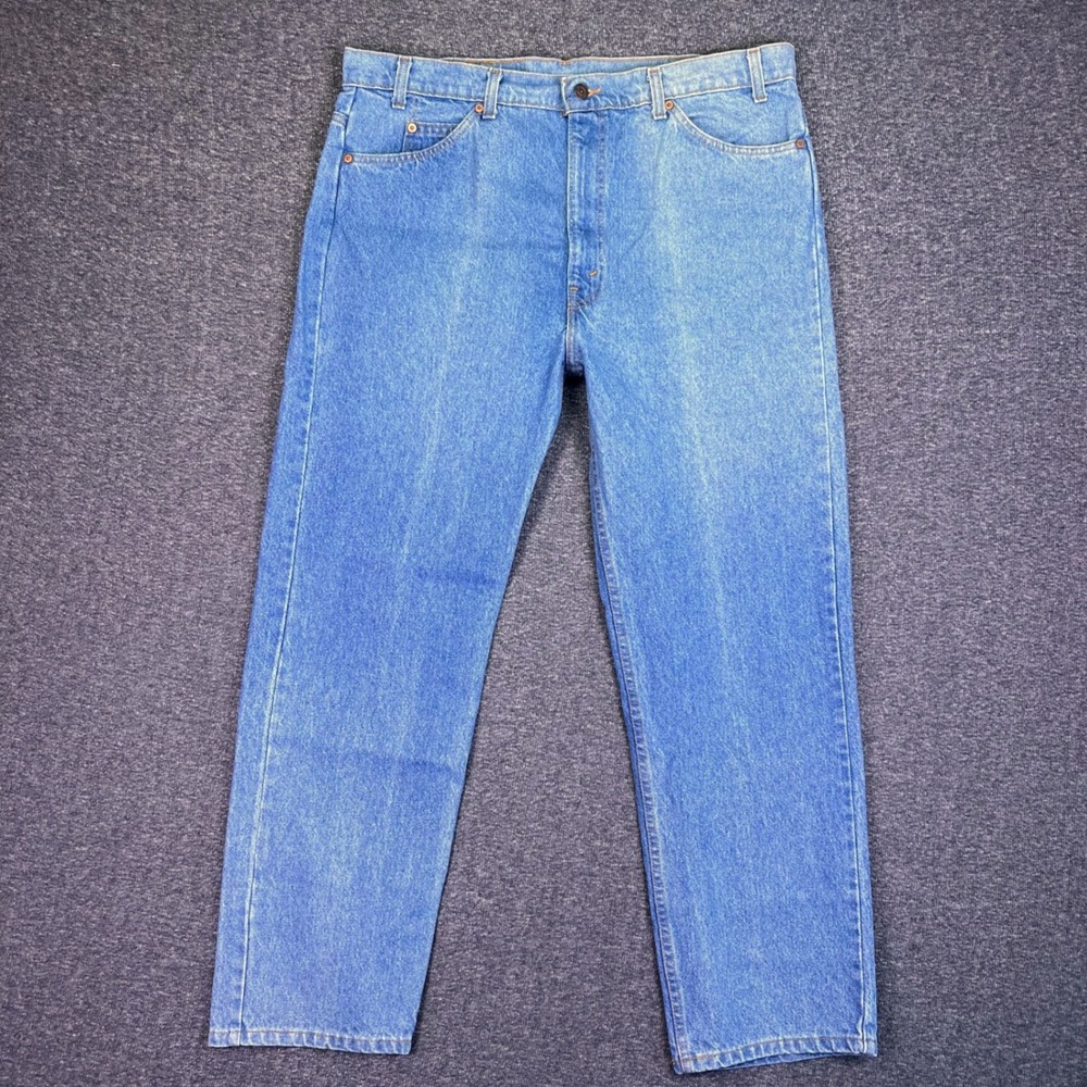 VTG Y2K Levis 505 Jeans Mens 40x30 Blue  Orange Tab USA Made Straight Workwear